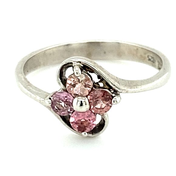 Rubellite .60ct Rhodium Finish Solid Silver Ring